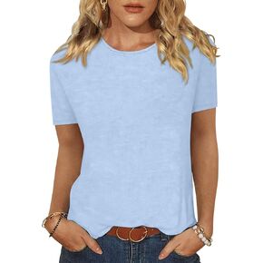EADINVE Women Tops Casual T Shirts Crewneck Short Sleeve Summer Tees Basic Blouses Loose Fit 2025