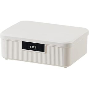 AnRui 4 Gallon Lockable Storage Container Bin, Portable Plastic Safe Box with Lock, Password Storage Organizer Locking Box for Car, School, Office, Home and Outdoor, (Milk White)