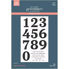 Spellbinders Bold Color Mix Numbers Press Plate, Metal