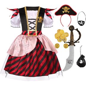 Girls Pirate Costume Buccaneer Princess Costume for Halloween Party Dress Up