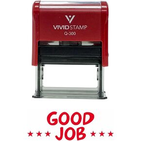 GOOD JOB Teachers Self-Inking Office Rubber Stamp (Red) - L