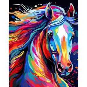MBNTJHT DIY Horse Paint by Numbers Kit for Adults Beginner,Unframed Colorful Horse Paint by Number Kits for Adults, Easy Acrylic Oil Painting by Numbers for Home Decor Gifts 16X20 Inch.