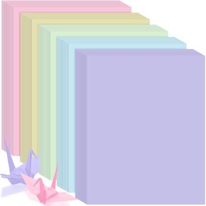 Cholemy 250 Sheets Colored Cardstock Bulk 8.3 x 11.7 Inch Pastel Cardstock Printer Paper 230gsm Thick Assorted Construction Paper for Gift Scrapbook Card Making Printer School DIY Craft