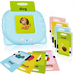 Talking Flash Cards for Toddlers with 224 Sight Words, ABC Educational Learning Interactive Toys, Speech Therapy Toys for Children with Autism Montessori Toys, Thoughtful Gifts for Kids (Blue)
