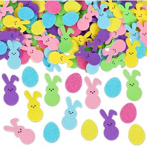 Whaline 250Pcs Easter Foam Stickers Bunny Rabbit Egg Decals Self Adhesive Stickers for Spring Birthday Party DIY Crafts Greeting Cards Making Home Office School Decor