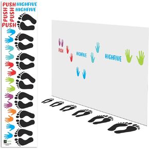 Classroom Decor Sensory Path Decals for Floor & Wall - Dynamic Hand & Foot Game Hopscotch Floor Stickers for Boosting Gross Motor Skills