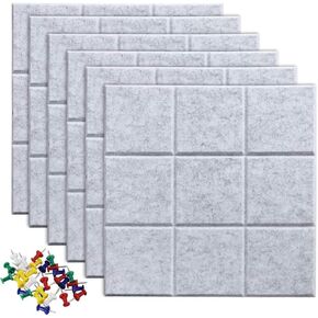 Classic-Styles Felt Pin Board Tiles Pack of 6, 11.8"x11.8" Square Black Cork Board Alternative for Wall, Felt Cork Tiles, Notice & Memory Board for Office/Home Decor