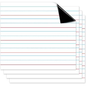 Patelai 4 Pcs Jumbo Magnetic Sentence Strips Dry Erase Sentence Strips Magnetic Handwriting Paper 22 x 17 Inch for Whiteboard Dry Erase Board with Lines for Teacher