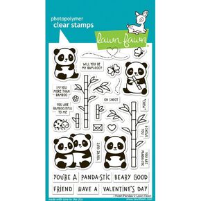 Lawn Fawn LF3596 I Heart Pandas 4X6 Clear Stamp Set