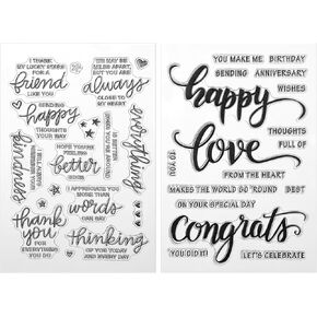 2pcs Words Clear Stamps for Card Making,Silicone Transparent Stamps Border Stamp Cards for Christmas Valentines and DIY Scrapbooking Journal