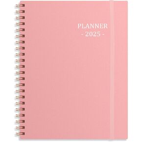 Tiankool Planner 2025 - Jan 2025-Dec 2025 Weekly Monthly Planner with 12 Monthly Tabs - 2025 Planner with Elastic Closure, Inner Pocket, Round Corner,5.8" x 8.25"- Pink