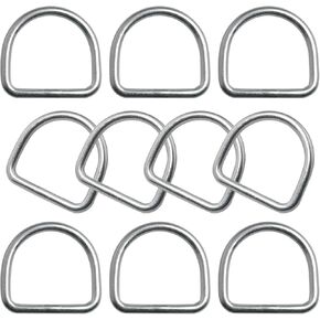 10PCS DIY Accessory Hardware Bag Ring Metal Ring 1 Inch 304 Stainless Steel Welded Heavy D Ring for Webbing Buckle and Bag Ring and Half Round Metal Ring