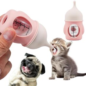 Puppy Bottles for Nursing，Kitten Bottles for Nursing，Pet Feeding Bottle，(Pink- 80ml)