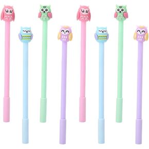 JKJF 8PCS Owl Shaped Rollerball Pens Cute Owl Gel Ink Pen Cartoon Animal Pen for School Office Stationery Writing Supplies - 0.5mm Black Ink
