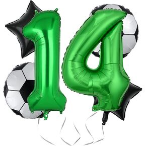 Soccer Balloons 8th Birthday Decorations for Boy, Soccer Birthday Party Balloons World Cup Soccer Sports Theme Party Decorations Supplies Favors Anniversary Decor 32in Foil Mylar Green 8 Balloon