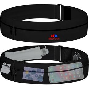 Running Belt for Men & Women - Water & Sweat-Resistant No Bounce Runners Fanny Pack for Phone, Keys, Cards & Money, Adjustable Running Band for Marathon, Jogging, Hiking, Cycling - Black