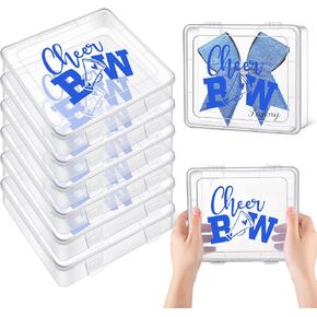 Honeydak 6 PCS Extra Cheer Bow Bow Box Box Geifts Bulk Bobby Pin Case Case Plastic Contains for Team Cheerleader Dance Ballet Hair Association Storage Organizer Travel