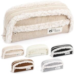 Joyask Pencil Case Pouch, Large Capacity Pencil Bag Pen Case Cute Pencil Case with zipper Soft Corduroy Pencil Pouch For Teen Girls Aesthetic School Supplies Apricot