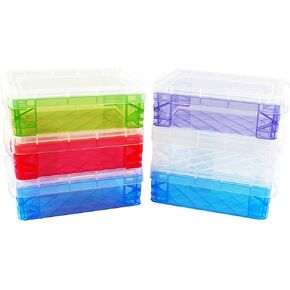 Advantus Crafts Storage Studios Super Stacker 6-Pack of Crayon Box 1.5 × 3.5 × 4.75 بوصة ؛ تأتي المجموعة في مجموعات ألوان عشوائية من الأزرق أو الصافي أو الأخضر أو ​​الأرجواني أو الأحمر (ستختلف الألوان من الصورة)