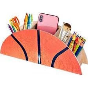 Wood Basketball Holder Basketball Ball Ball Organization - حامل القلم للأطفال ، حامل قلم رصاص لمكتب الأطفال ، منظم طاولة الأطفال ، قلم رصاص للأطفال (كرة السلة)