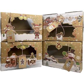 Christmas Cookie Pastry Boxes with Window for Gift Giving Packaging Holiday Food, Kraft Paper Brown Box Candy and Boxes,Size 8.7x5.9x2.8 inch (8PCS / 4 Style), One Size