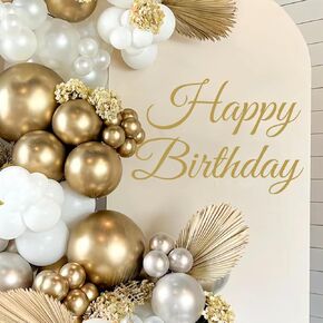 Happy Birthday Sign for Backdrop Decal Sign, Gold Happy Birthday Party Decal Sign for Women Men, Large Happy Birthday Wall Decoration Decor Arch Backdrop Decal Sign Birthday Signs for Wall