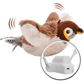 Flapping Bird Cat Interactive Toy (Non-Flying),Rechargeable & Chew-Resistant,Touch Activated,Simulates Bird Wing Flapping and Sounds with 3 Speed,for Cats,Dogs & Small Pets