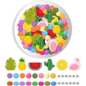 88pcs هاواي سيليكون حبات 15 ملم جولة السيليكون حبات السائبة السيليكون Abacus حبات السيليكون بؤر حبات الصبار فلامنغو البطيخ مسطح الخرز فضفاضة الفضول لأقلام الحرف اليدوية.