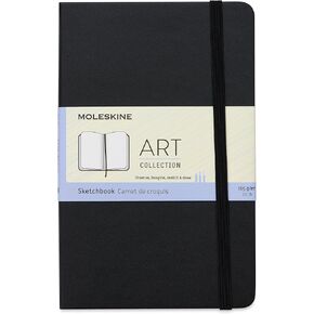 Moleskine Art Sketchbook, Hard Cover, Large (5" x 8.25") Plain/Blank, Black, 104 Pages