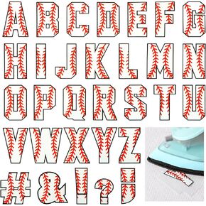 Outus 372 Pcs Sport Iron on Letters 1.5 Inch A-z Heat Transfer Letters Baseball Basketball Soccer Letter Stickers PU Alphabet Iron on Flocking Letters Alphabet for Team Sport T Shirt DIY (Baseball)