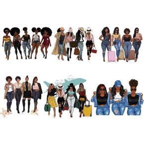 8Pcs Black Women Iron On Decals Thermal Transfer Stickers for Clothing Heat Press Decoration DIY Design Appliques Washable Clothing Decor for Tote Bags T-Shirt Backpacks Hoodie Pillow