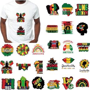 Juneteenth Party Decorations Iron on Transfers Stickers Patches Appliques Heat Transfers Vinyl Decals for Clothes Handbag Pillow Covers DIY Black History Month Party Decorations