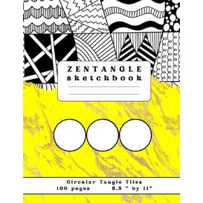 Zentangle Sketchbook, Circular Tangle Tiles: Large sheets with grids for zendoodle & mandala art, art therapy doodling & zen drawing (for relaxation & anti anxiety sketching) + left blanks