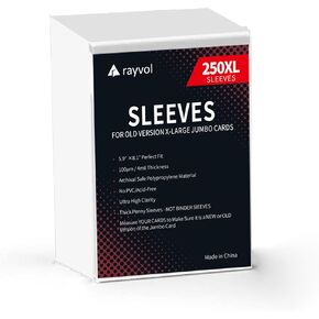 Rayvol Jumbo Card Sleeves Size XL:5.7 x 7.9 Inch - Card Sleeves for Oversized TCG Trading Cards (250pcs)