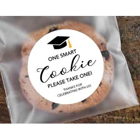 120pcs ONE SMART COOKIE Please Take One Thanks for Celebrating with Us Graduation Party Favor Stickers - 1.6 Inch Round, Premium Adhesive Class of 2025 Party Favor Stickers