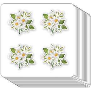White Daisy Flowers Stickers 1in for Scrapbooking, Arts, Craft, Kids DIY, Calendars Journals 80-Pack