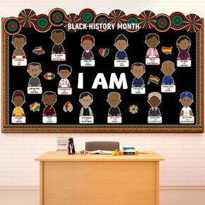 Black History Month Classroom Bulletin Board Decorations African American Classroom Bulletin Board Positive I Am Cutouts Wall Door Decor for Kindergarten School Office Home Teacher Supply