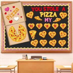 Epakh 44 Pcs Valentine's Day Bulletin Board Pizza Theme Classroom Decoration Valentine's Day Pizza Paper Cutouts Heart Wall Decor for Birthday Wedding Anniversary Party Decor in Kuwait
