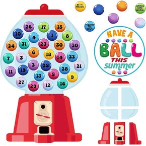 Fulmoon 1 Set Gumball Machine Bulletin Board Set Back to School Countdown Bulletin Board Classroom Decor Colorful Bubble Gumball Cutouts for Classroom Educational and Learning