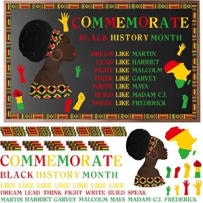 Outus 105 Pieces Black History Month Decorations Black History Month Bulletin Board Decor Cutouts Sets African American Celebration Bulletins for Kids Educational Wall Classroom School Decor