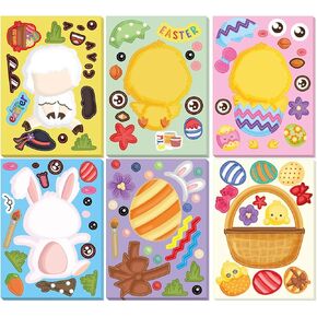 48 Easter Stickers for Kids Make Your Own Easter Sticker Make a Face Easter Crafts Party Favors Easter Eggs Bunny Lamb Chick Stickers