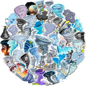 50 PCS Tornado Stickers, Tornado Party Favors Birthday Party Decorations Supplies Gifts Waterproof Vinyl Stickers for Kids Teens Boys Girls for Water Bottle Laptop
