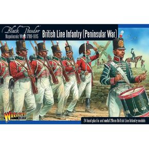 Warlord Black Powder British Line Infantry Peninsular Tabletop Miniatures - Plastic Paintable Miniature 1700-1900 Soldiers Set, Unpainted Table Top 28mm Military Minifigures for Adults - Figurines