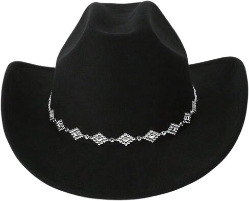 Verdusa Women's Western Cowboy Hat Rhinestone Wide Brim Cowgirl Hat in Saudi Arabia