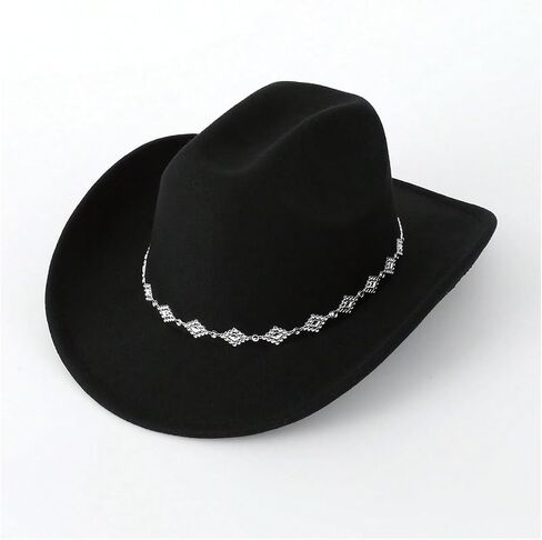 Verdusa Women's Western Cowboy Hat Rhinestone Wide Brim Cowgirl Hat in Saudi Arabia