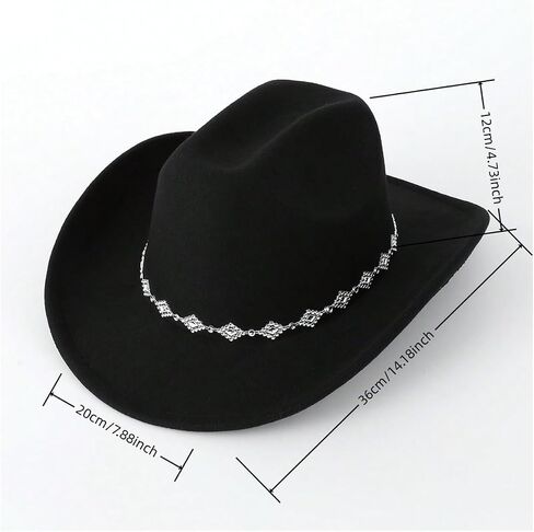 Verdusa Women's Western Cowboy Hat Rhinestone Wide Brim Cowgirl Hat in Saudi Arabia