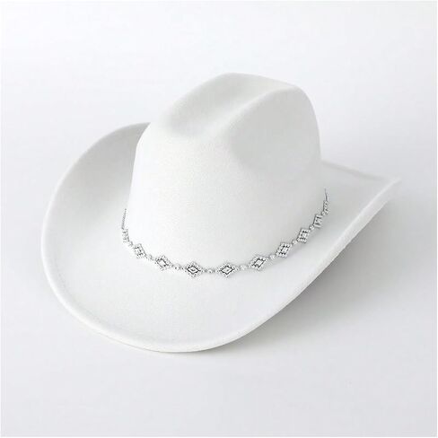 Verdusa Women's Western Cowboy Hat Rhinestone Wide Brim Cowgirl Hat in Saudi Arabia