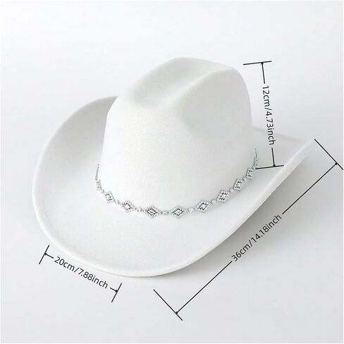 Verdusa Women's Western Cowboy Hat Rhinestone Wide Brim Cowgirl Hat in Saudi Arabia