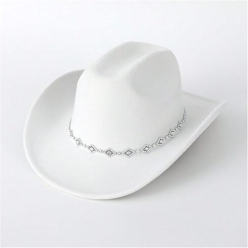 Verdusa Women's Western Cowboy Hat Rhinestone Wide Brim Cowgirl Hat in Saudi Arabia