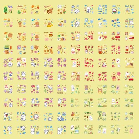 Cute Cartoon Bunny Bear Stickers, EAMOTOL 100 Sheets Kawaii Animals Transparent PET Scrapbooking Clipping Supplies Decals for Journaling Planners Collage Junk Journal Bullet Album Calendar Phone Case in Saudi Arabia
